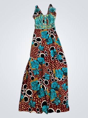 Maxikleid mit Blumen- und geometrischem Muster