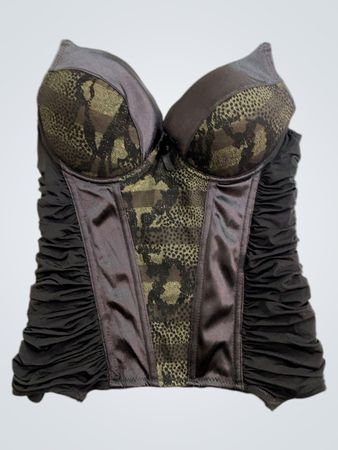 Schwarzes Korsett mit Animal-Print-Detail