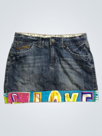 Yessica Jeansrock mit buntem Besatz