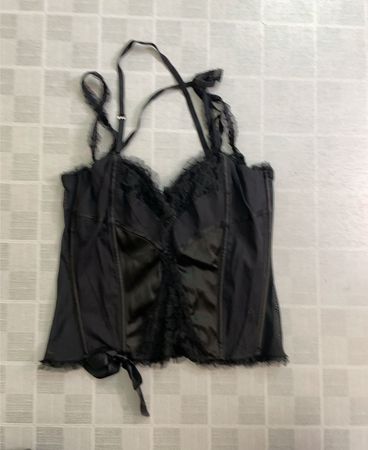 mariagraziaseven Schwarzes Spitzen-Corsagen-Top