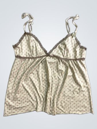 Tanktop mit geometrischem Muster und Spitzenbesatz