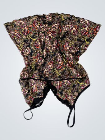 Camisole mit Paisley-Muster und schwarzer Spitzenbesatz