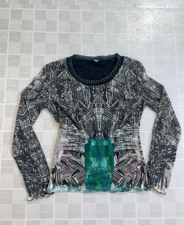 CARLO PIK Langarm-Patchwork-Top