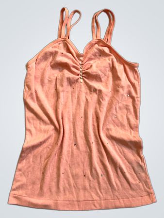 Pfirsichfarbiges Cami-Top mit Strasssteinen