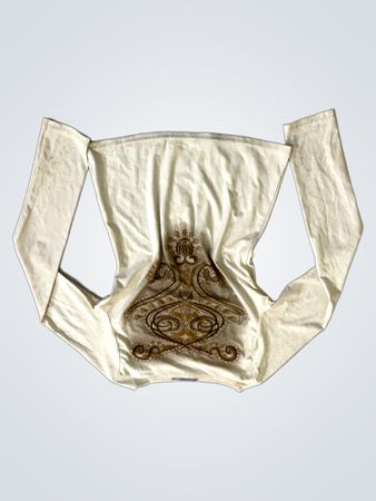 Reflex Damen Langarm-Creme-Oberteil mit Paisley-Design