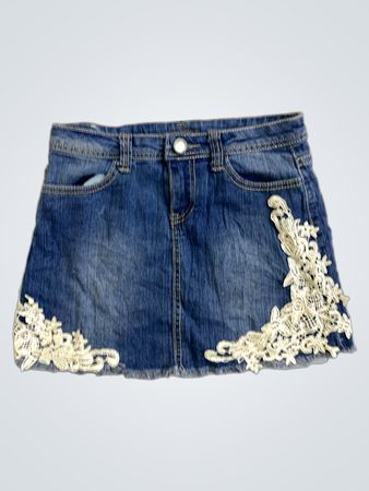Stoudt Damen-Jeansrock mit Spitzenbesatz