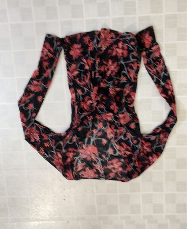 Mexx Black Floral Print Sheer Long-Sleeve Top
