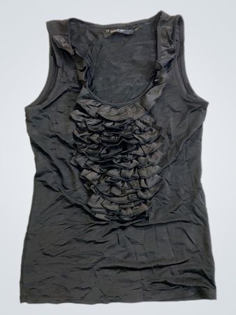 Goddess Collection Octane by J&J Black Ruffle Tank Top