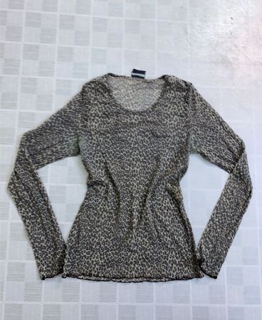 NICOWA Leopardenmuster Mesh-Longsleeve-Top