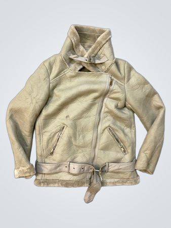 Beige Jacke mit Kunst-Lammfellfutter