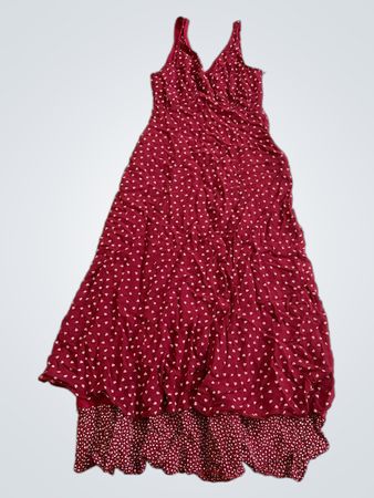 Cappuccini by Desam Rotes Blumenmuster Rüschiges Maxikleid