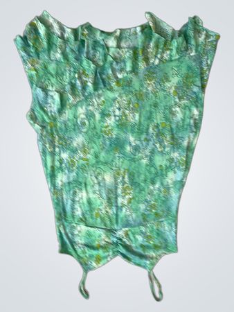 Grünes Blumenmuster gerafftes Kleid