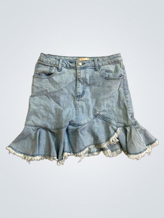 Jeansrock mit Rüschen