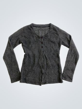 Grau melierter langärmeliger Cardigan mit Knopfleiste