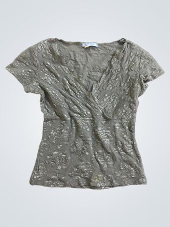 2much LA Graues Blumenstruktur-T-Shirt