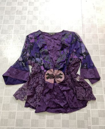 Studiovk Purple Floral Patchwork Lace Blouse
