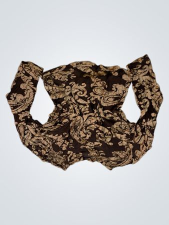 Braun-beigefarbene, gemusterte, langärmelige Bluse