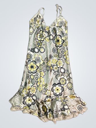 Floral-Print-Spaghettiträgerkleid mit Spitzenbesatz