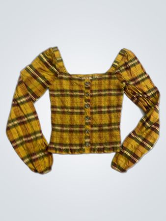 Gelber Karierter Baby-Strampler