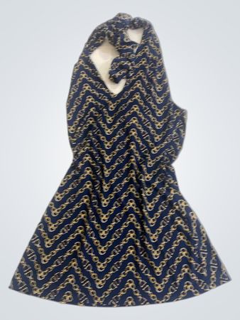 AMISU Marineblaues Kleid mit Kettenmuster