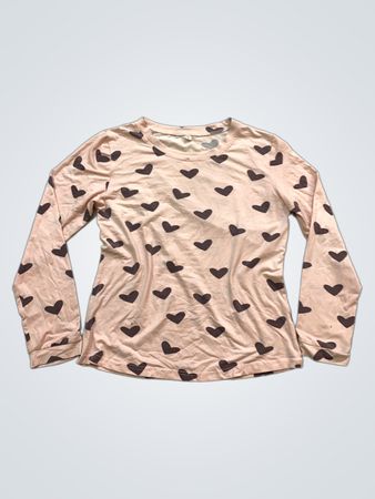 Rosa Langarmshirt mit dunklem Herzmotiv