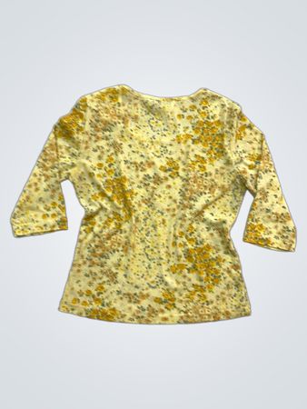 GINALEBOLE Gelb mit Blumenmuster, langärmeliges Top