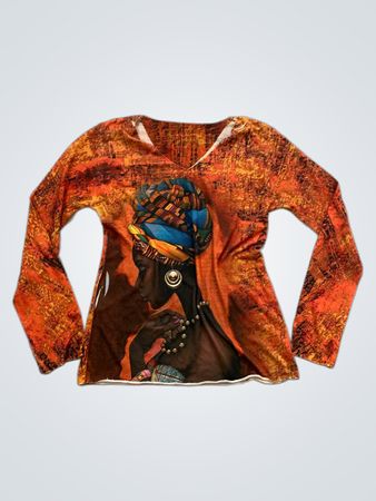 Langärmeliges Oberteil mit afrikanischem Print