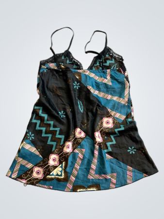 Satin-Slipkleid mit Blumen- und geometrischem Muster