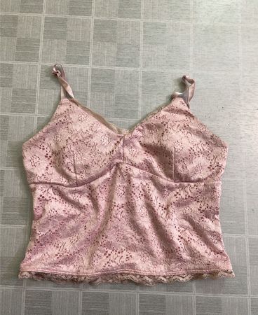 Top camicetta in pizzo rosa