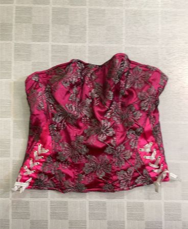 SAN Selle Pink and Black Lace Corset with Size 40 Label