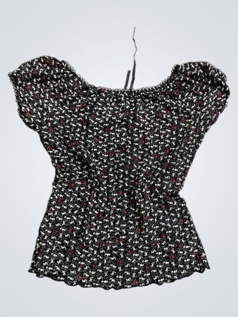 Black Floral Print Top