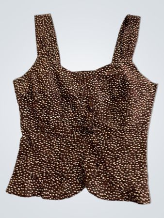 Brown polka dot blouse with size 36 tag