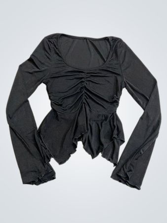 Top a maniche lunghe arricciato