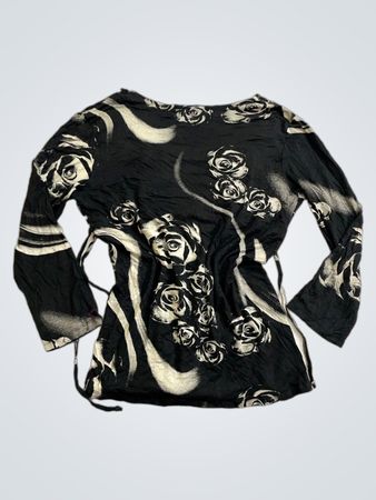 Cloris Stevies TALA Blusa de Manga Longa Estampada Rosa Negra