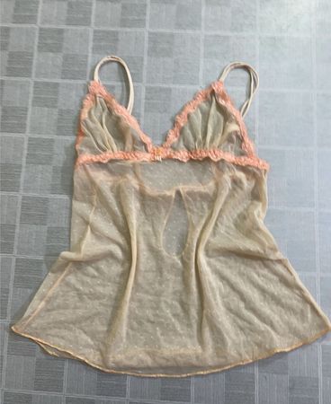 Sheer Lace Trim Nightgown