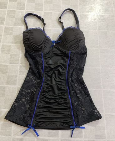 Black Lace Trimmed Babydoll