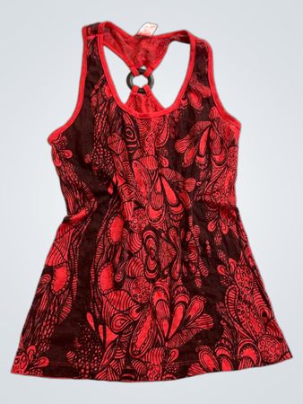 Galin Galin Red and Brown Patterned Halter Top