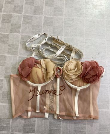 La Perla Corset with Floral Appliques and Ribbon