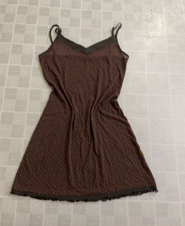 Brown printed slip dress