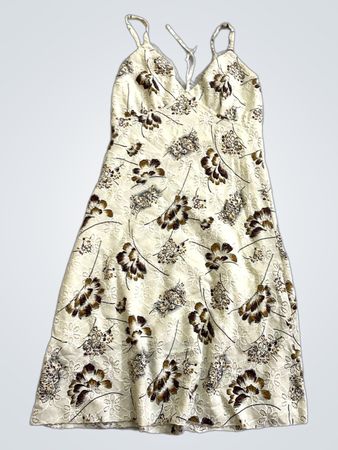 Creme Maxi-Kleid mit Blumenmuster