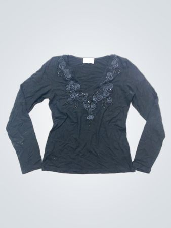 DORI Top manches longues noir orné