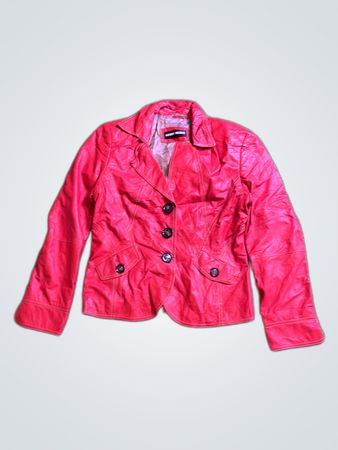 Gerry Weber Red Leather Blazer Jacket
