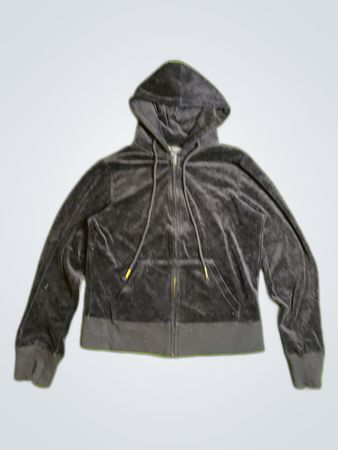 Juicy Couture Black Velour Zip-Up Hoodie