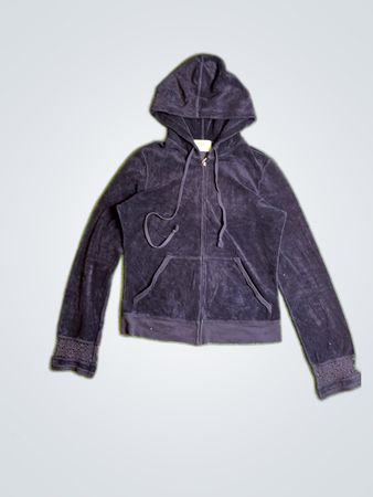 Juicy Couture Black Velour Zip-Up Hoodie