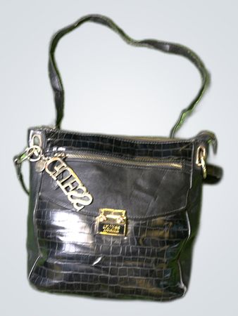 Guess Black Crocodile Embossed Shoulder Bag