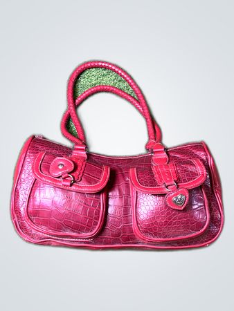 Red Crocodile Print Faux Leather Shoulder Bag