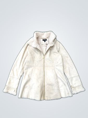 Jones New York Beige Fur Trim Coat