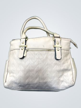 Beige Quilted Leather Tote Bag