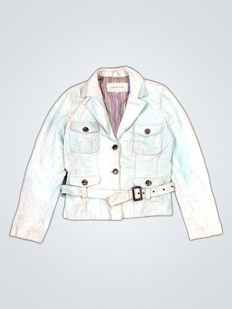 Mauritius Light Blue Leather Blazer Jacket