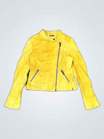 IKKS Yellow Leather Biker Jacket
